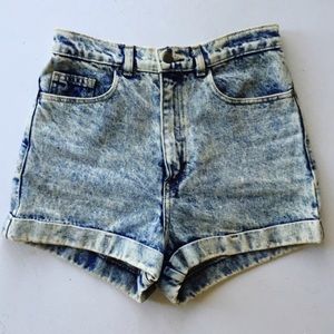 American Apparel High Waist Acid Washed Shorts